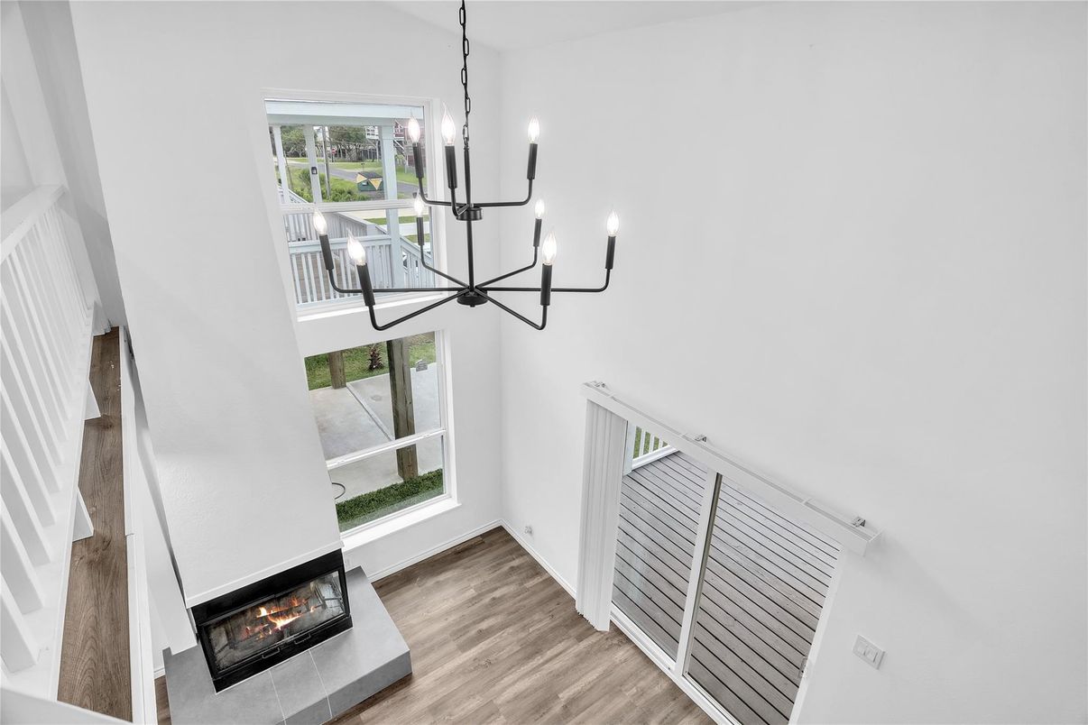 Chandelier, Fireplace, Interior, Pendant Lights, Wood Texture Flooring