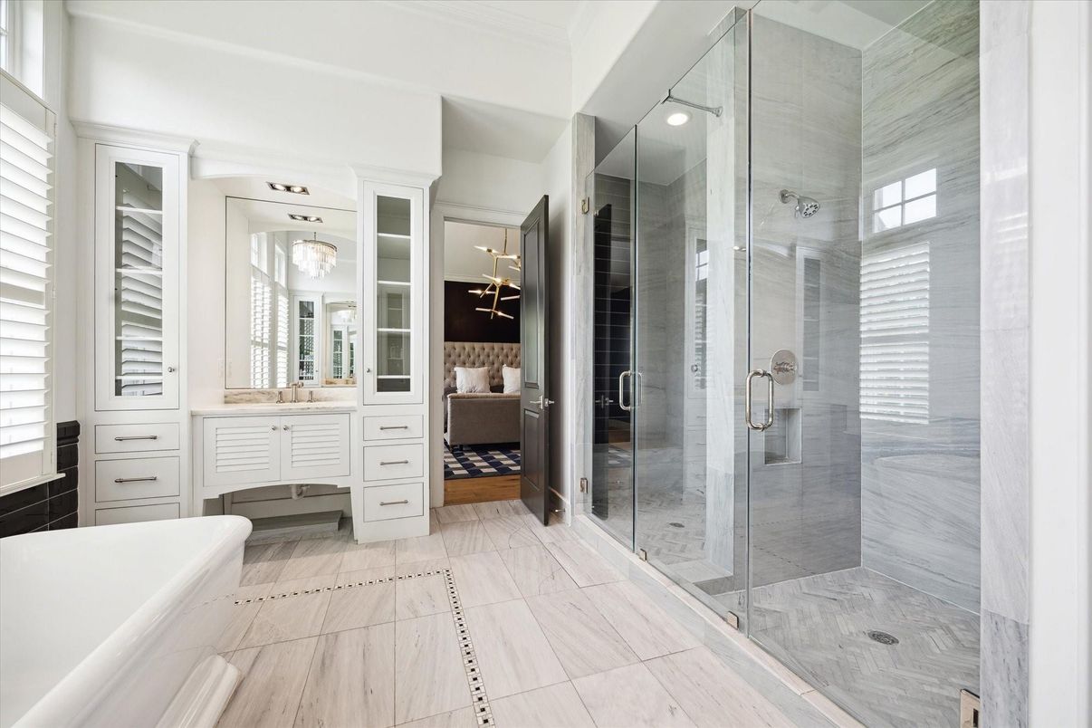 Bathroom, Glass Shower, Interior, Recessed Lighting