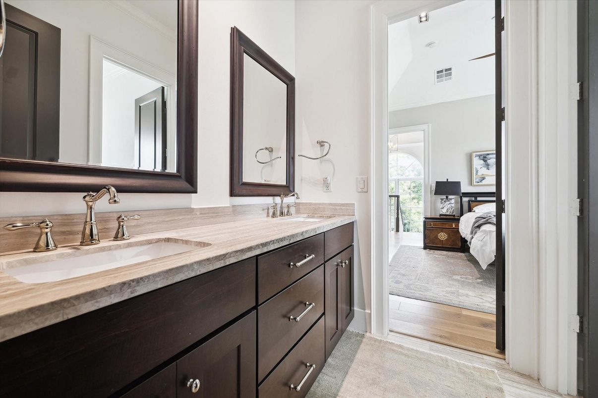 Bathroom, Bedroom, Dual Sink Vanities, Interior, Wood Texture Flooring