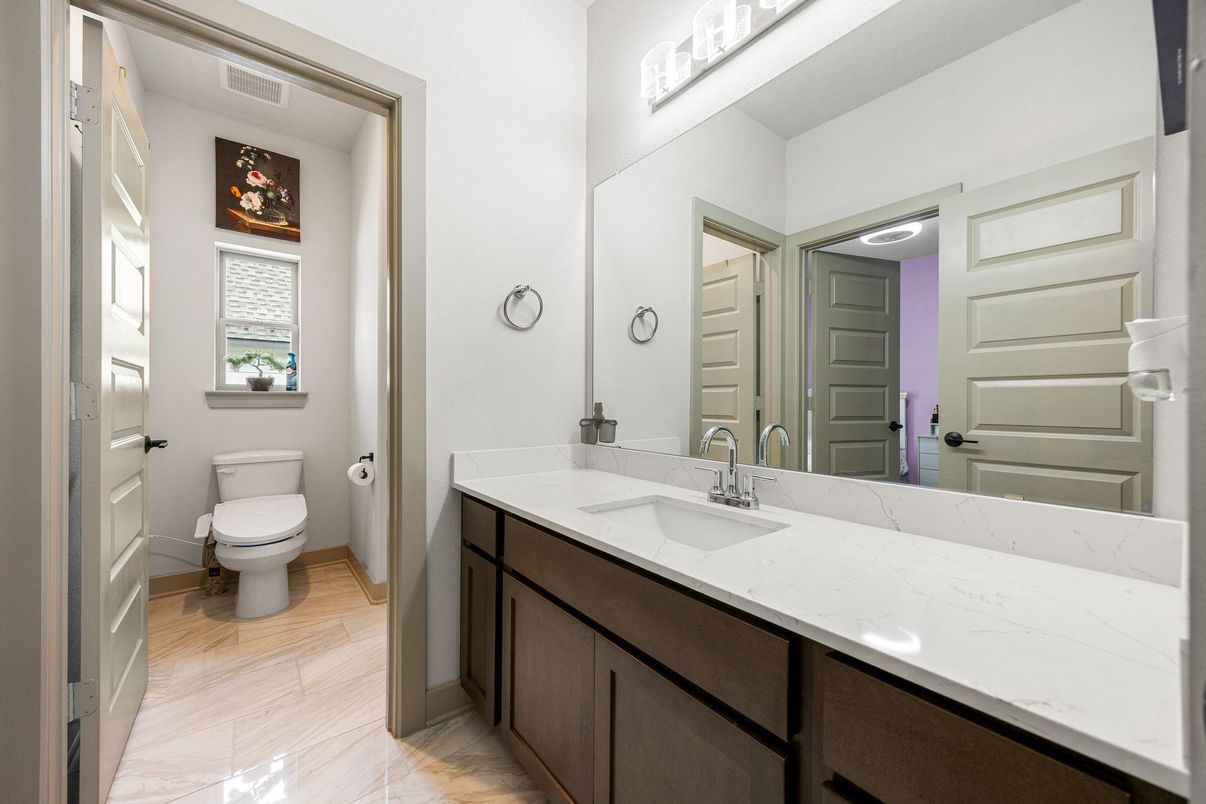 Bathroom, Dual Sink Vanities, Interior, Wood Texture Flooring