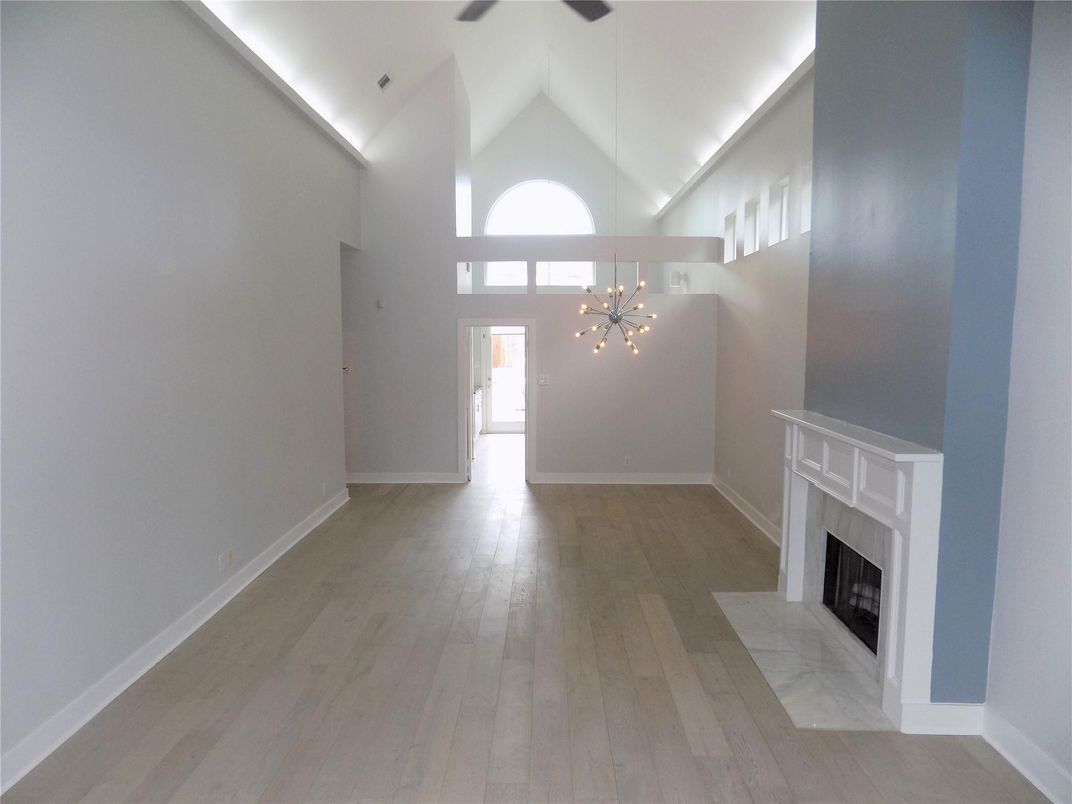 Fireplace, Interior, Pendant Lights, Wood Texture Flooring