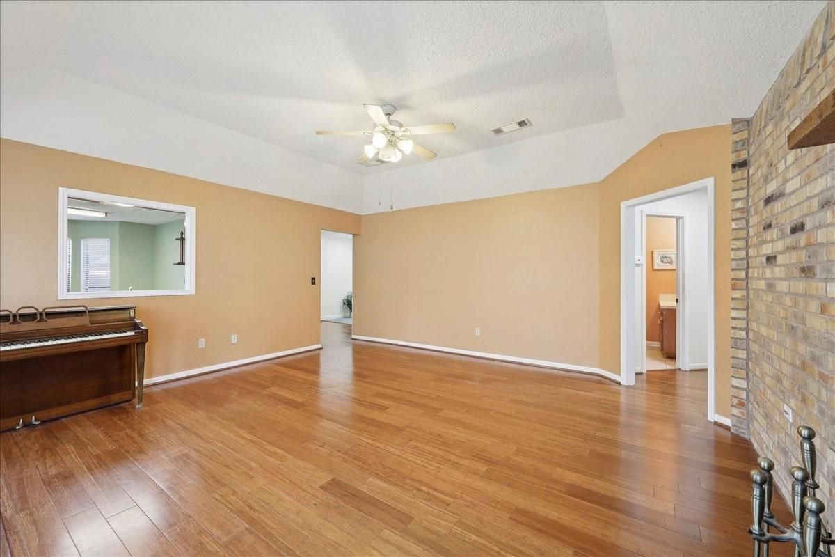 Empty room, Interior, Stone Walls, Wood Texture Flooring