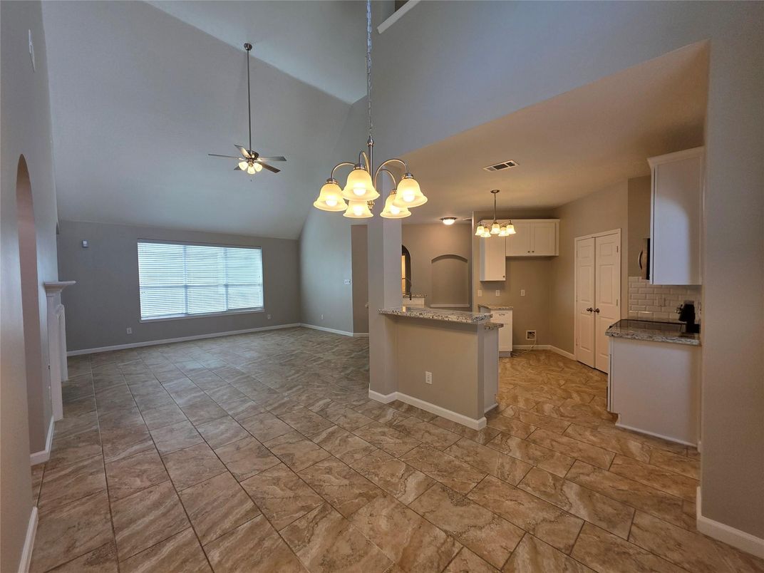 Chandelier, Empty room, Interior, Kitchen, Pendant Lights