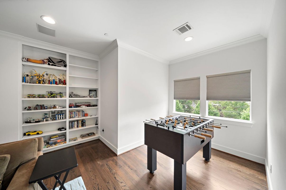 Game Room, Interior, Recessed Lighting, Wood Texture Flooring