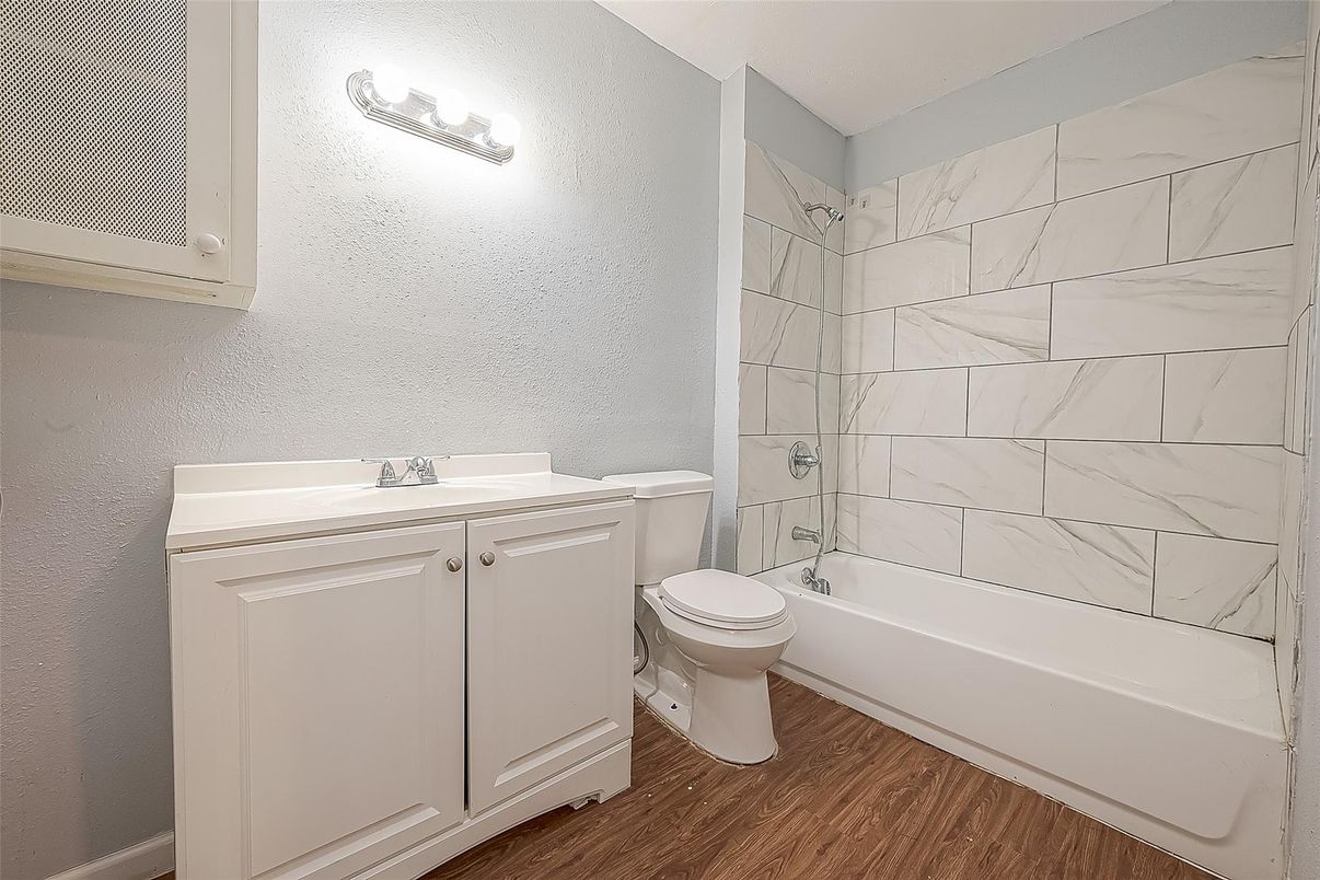 Bathroom, Interior, Marble Walls, Wood Texture Flooring