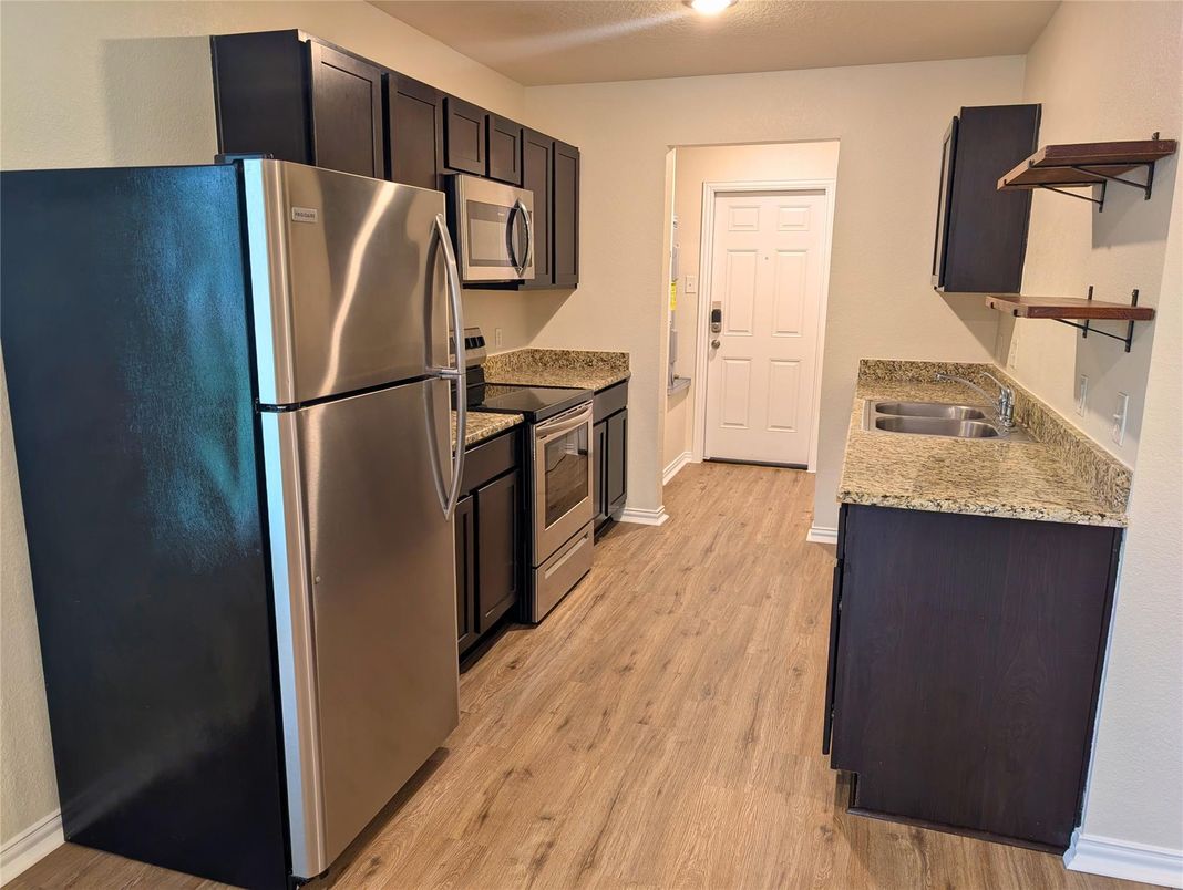 Interior, Kitchen, Stainless Steel Appliances, Wood Texture Flooring