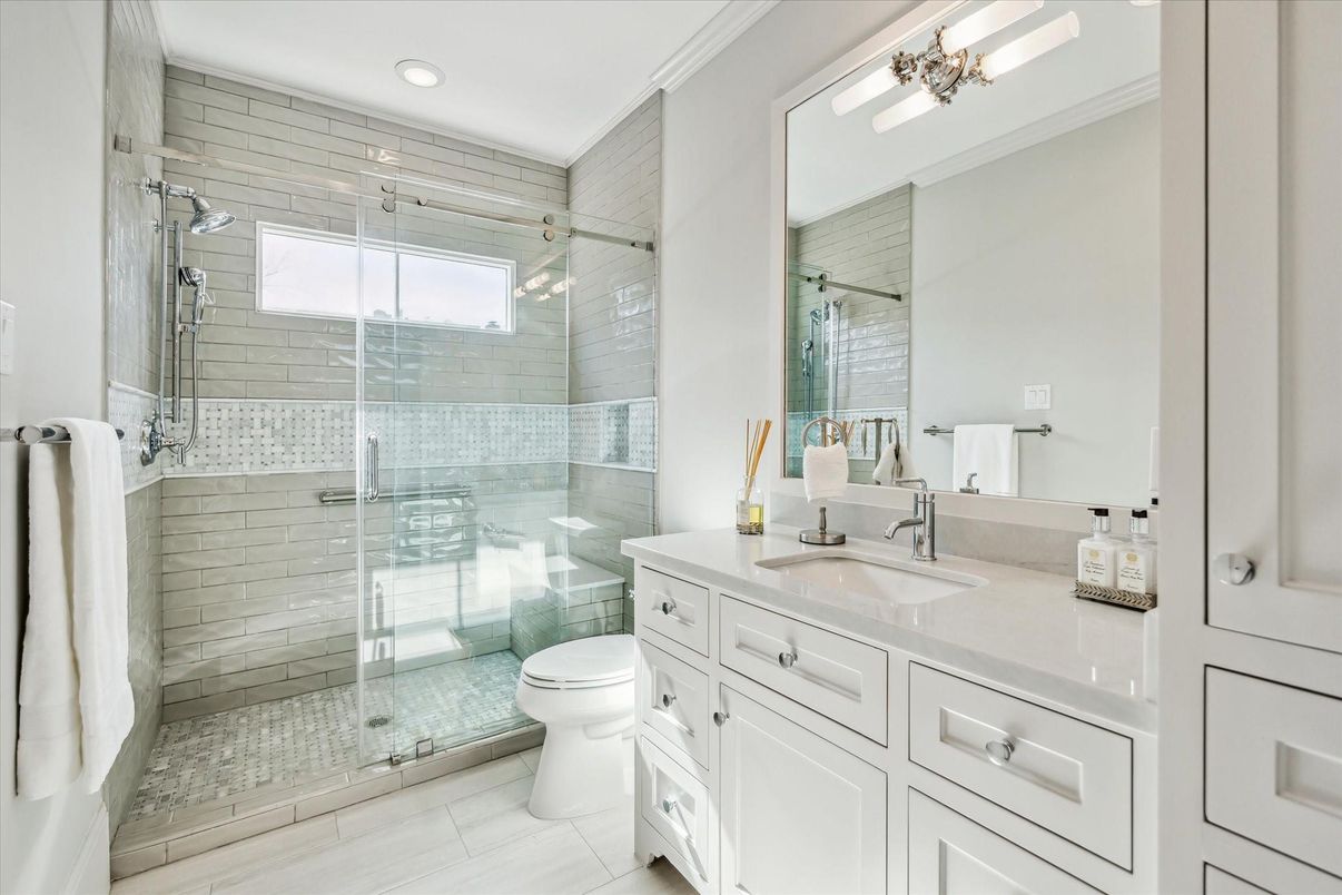 Bathroom, Glass Shower, Interior, Recessed Lighting