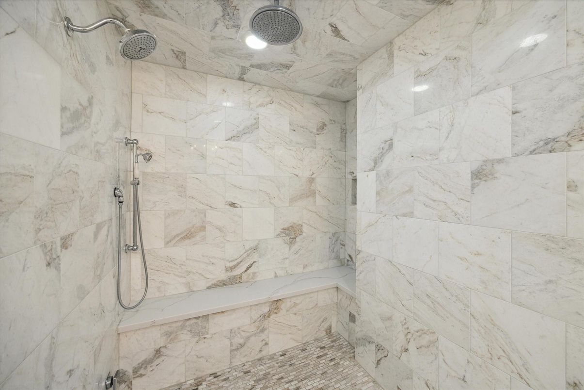 Bathroom, Interior, Marble Walls, Recessed Lighting