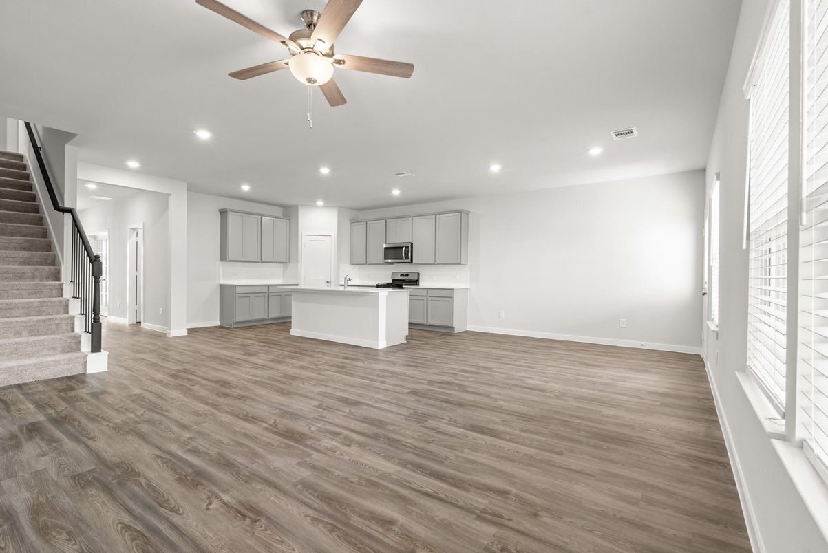 Interior, Kitchen, Recessed Lighting, Wood Texture Flooring
