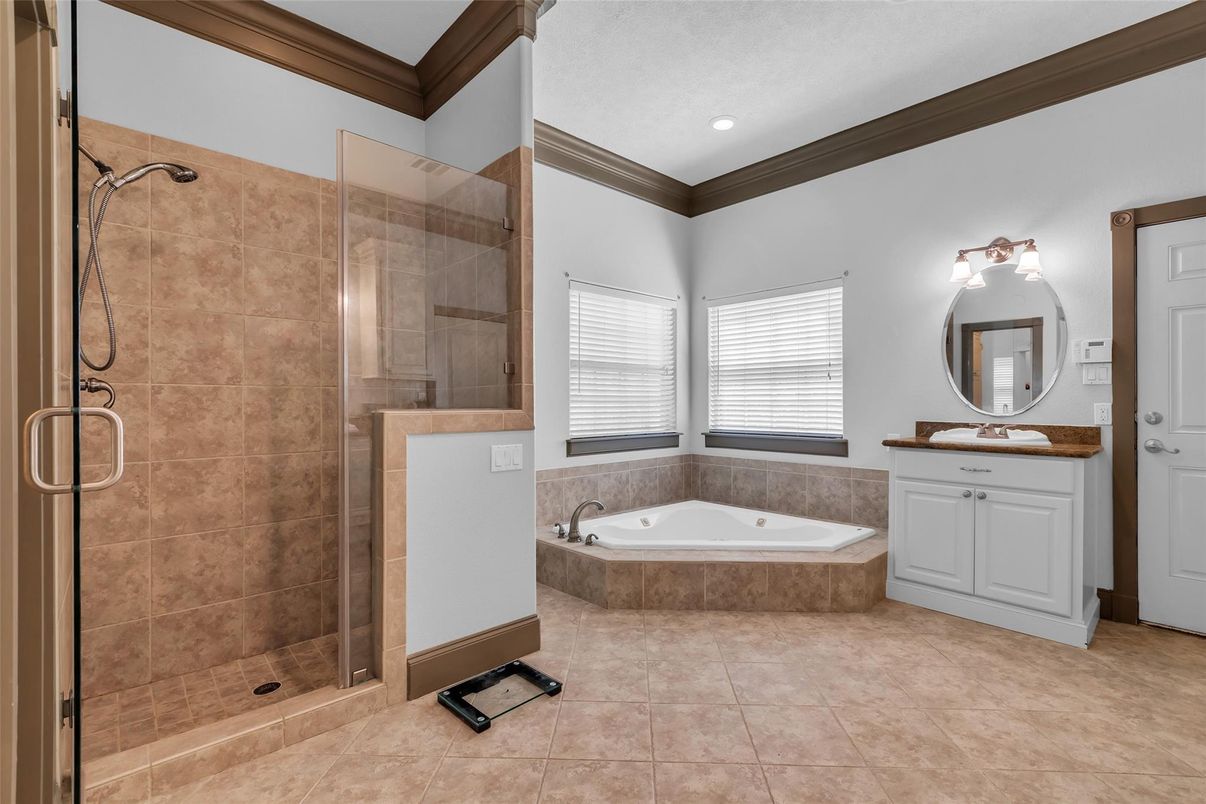 Bathroom, Glass Shower, Interior, Recessed Lighting