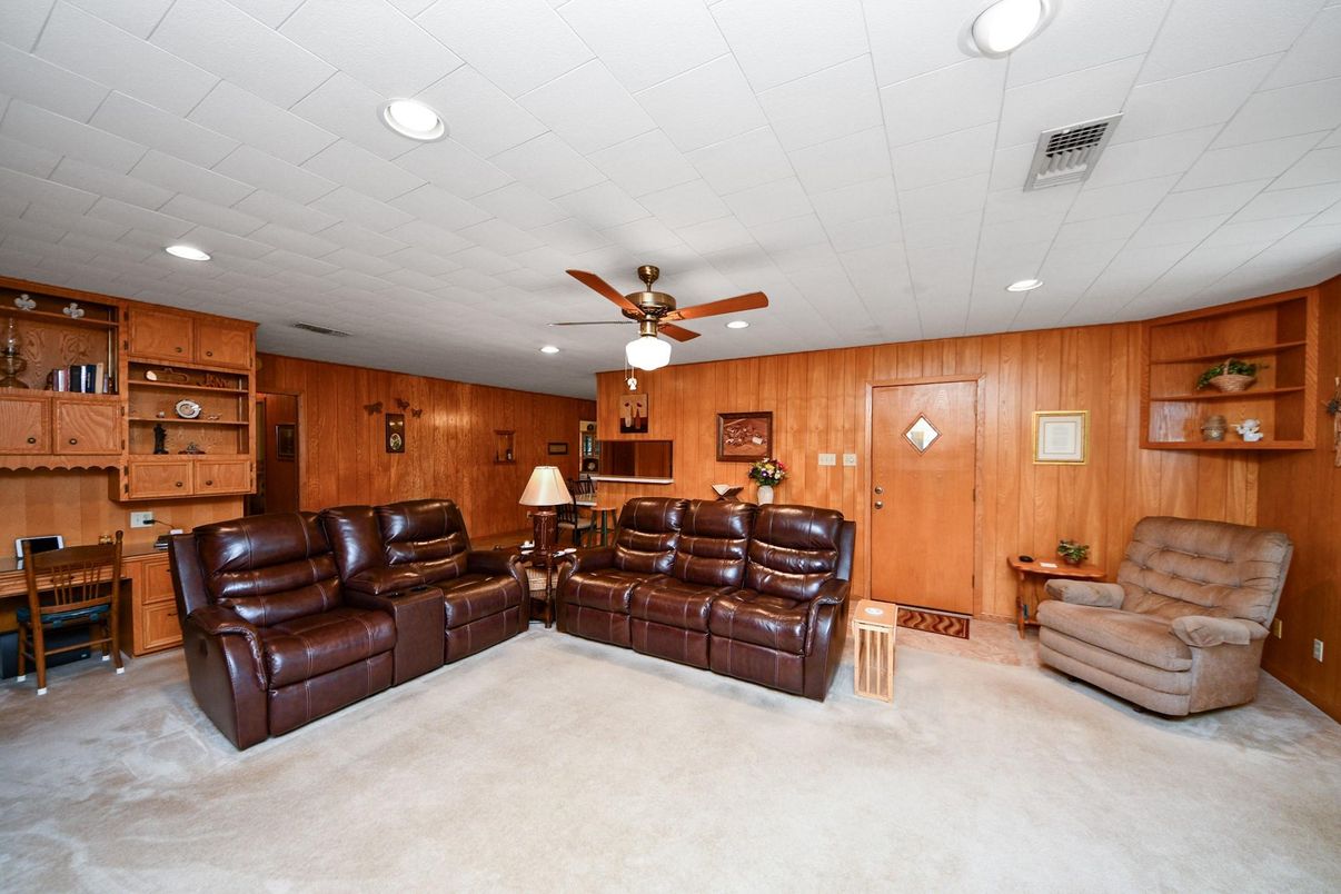 Dining room, Interior, Living room, Recessed Lighting, Wooden Walls