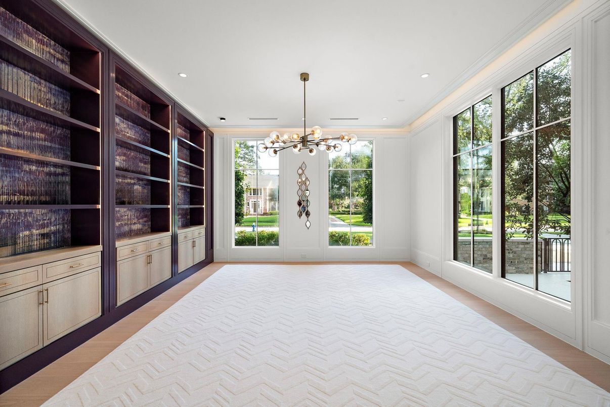 Empty room, Interior, Pendant Lights, Recessed Lighting, Wood Texture Flooring