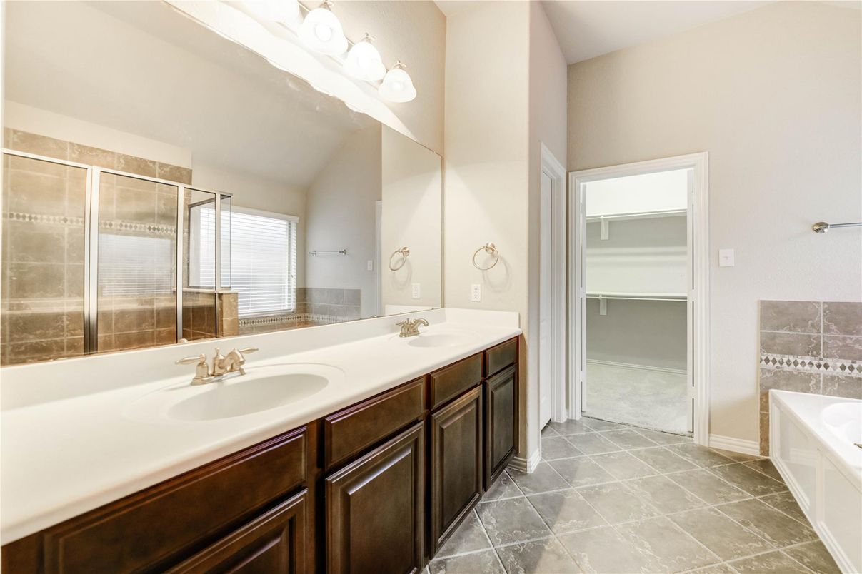 Bathroom, Dual Sink Vanities, Glass Shower, Interior