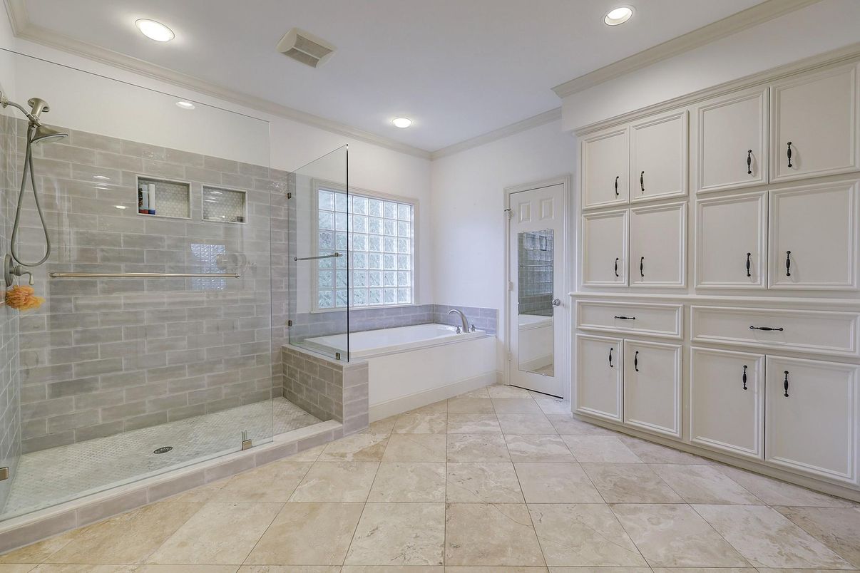 Bathroom, Glass Shower, Interior, Recessed Lighting