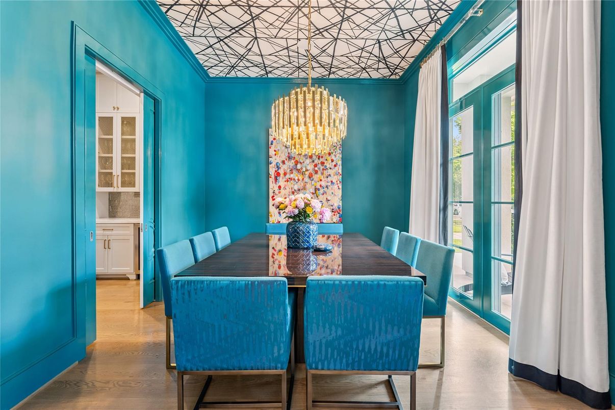 Chandelier, Dining room, Interior, Wood Texture Flooring