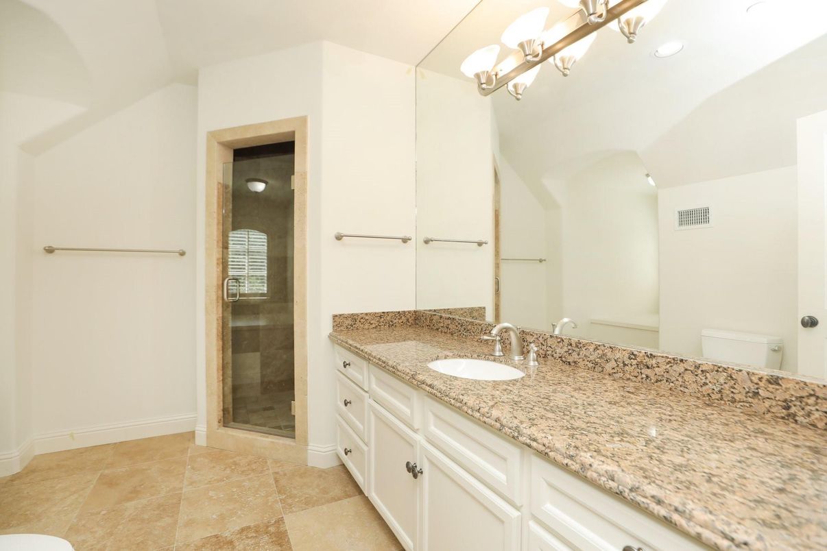 Bathroom, Dual Sink Vanities, Glass Shower, Interior, Recessed Lighting