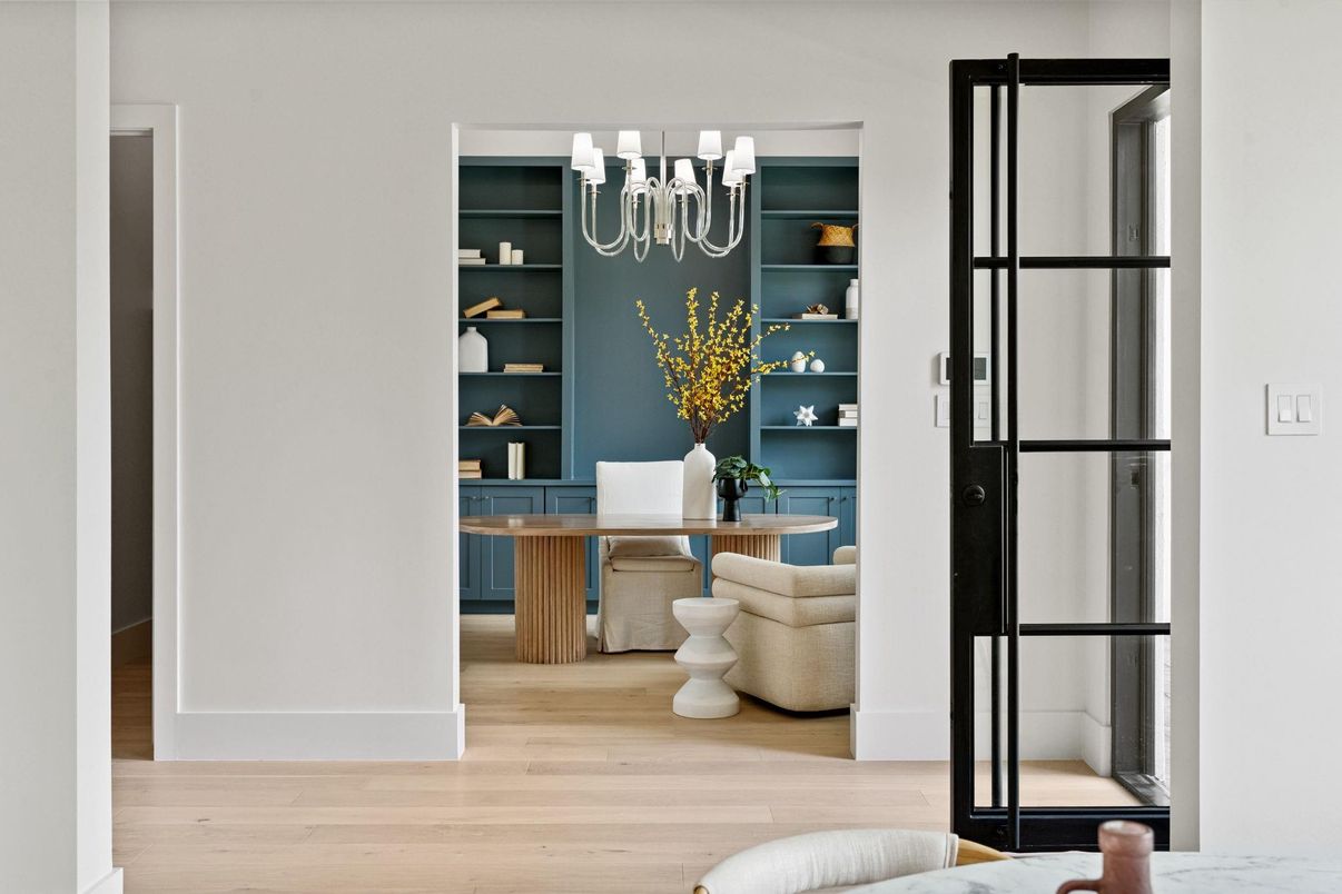 Chandelier, Home Office, Interior, Wood Texture Flooring