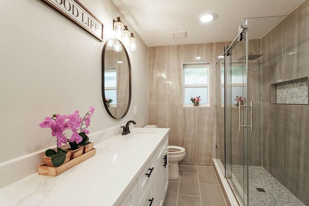 Bathroom, Glass Shower, Interior, Recessed Lighting