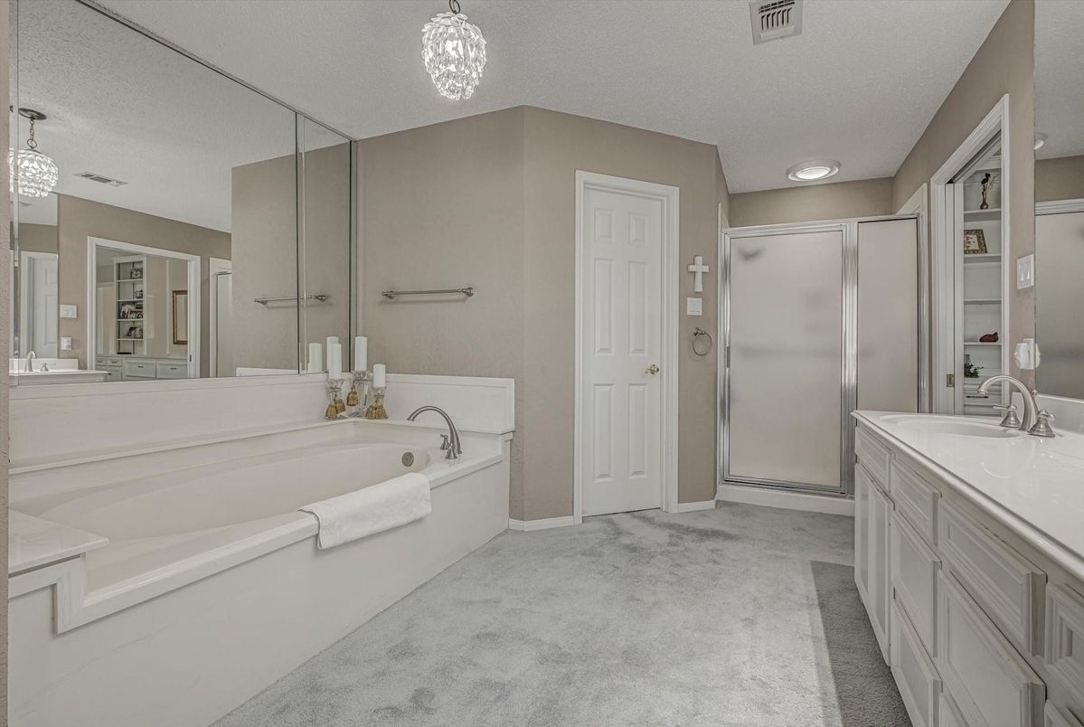 Bathroom, Glass Shower, Interior, Pendant Lights
