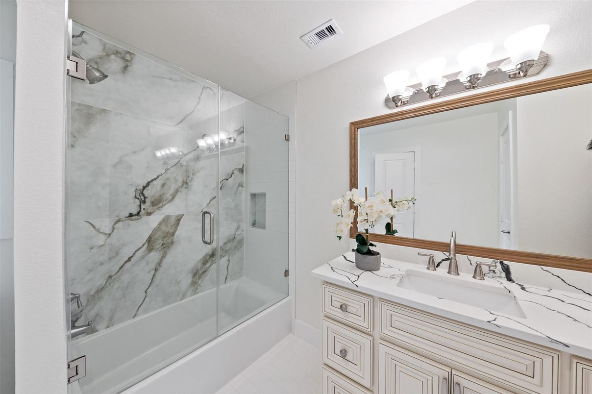 Bathroom, Glass Shower, Interior, Marble Walls
