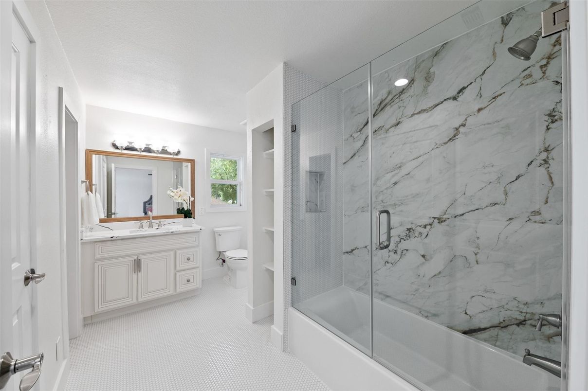 Bathroom, Glass Shower, Interior, Marble Walls