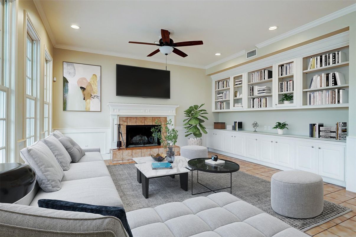 Fireplace, Interior, Living room, Recessed Lighting
