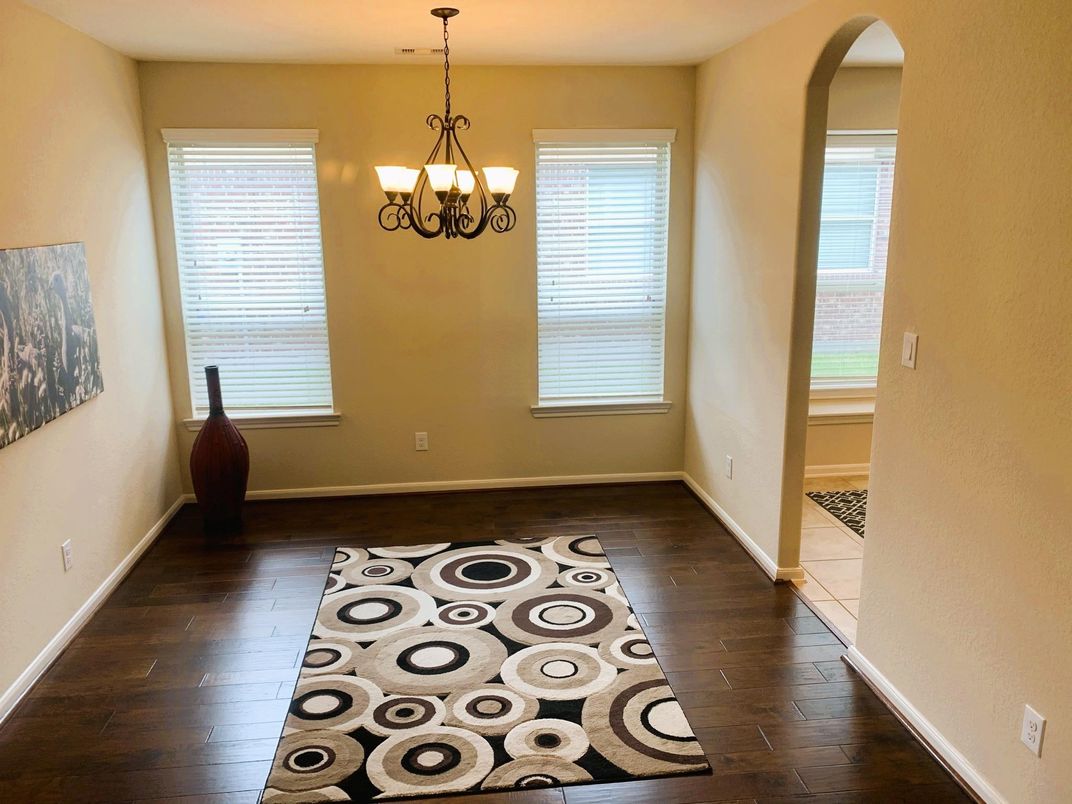 Chandelier, Empty room, Interior, Pendant Lights, Wood Texture Flooring