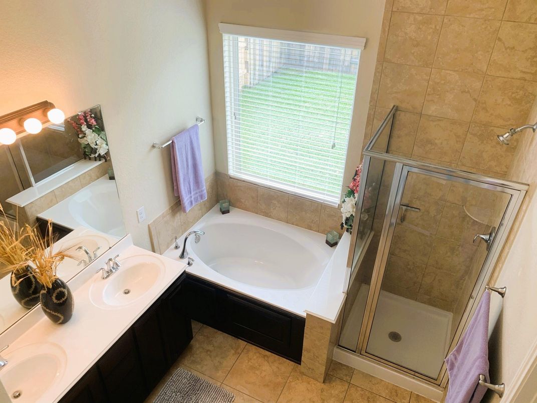 Bathroom, Dual Sink Vanities, Glass Shower, Interior
