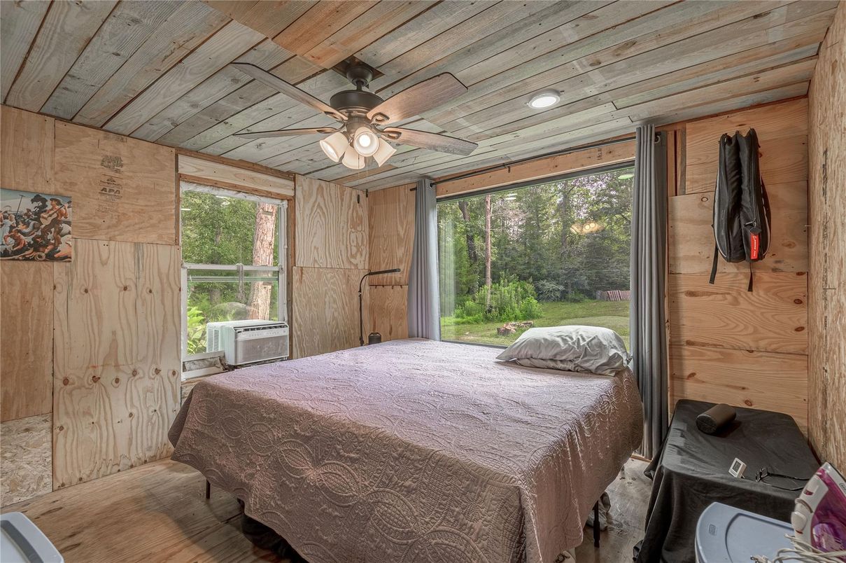 Bedroom, Interior, Recessed Lighting, Wooden Ceilings, Wooden Walls