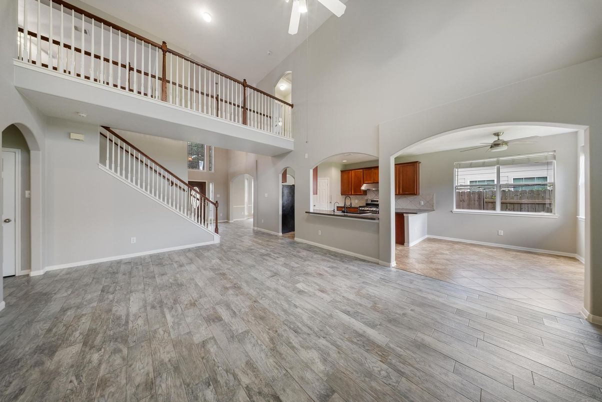 Interior, Kitchen, Recessed Lighting, Wood Texture Flooring