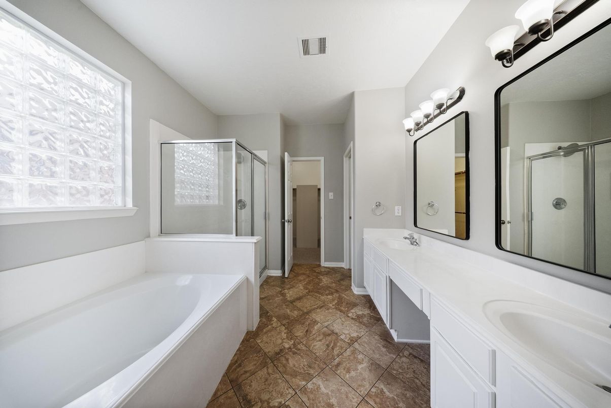 Bathroom, Dual Sink Vanities, Glass Shower, Interior