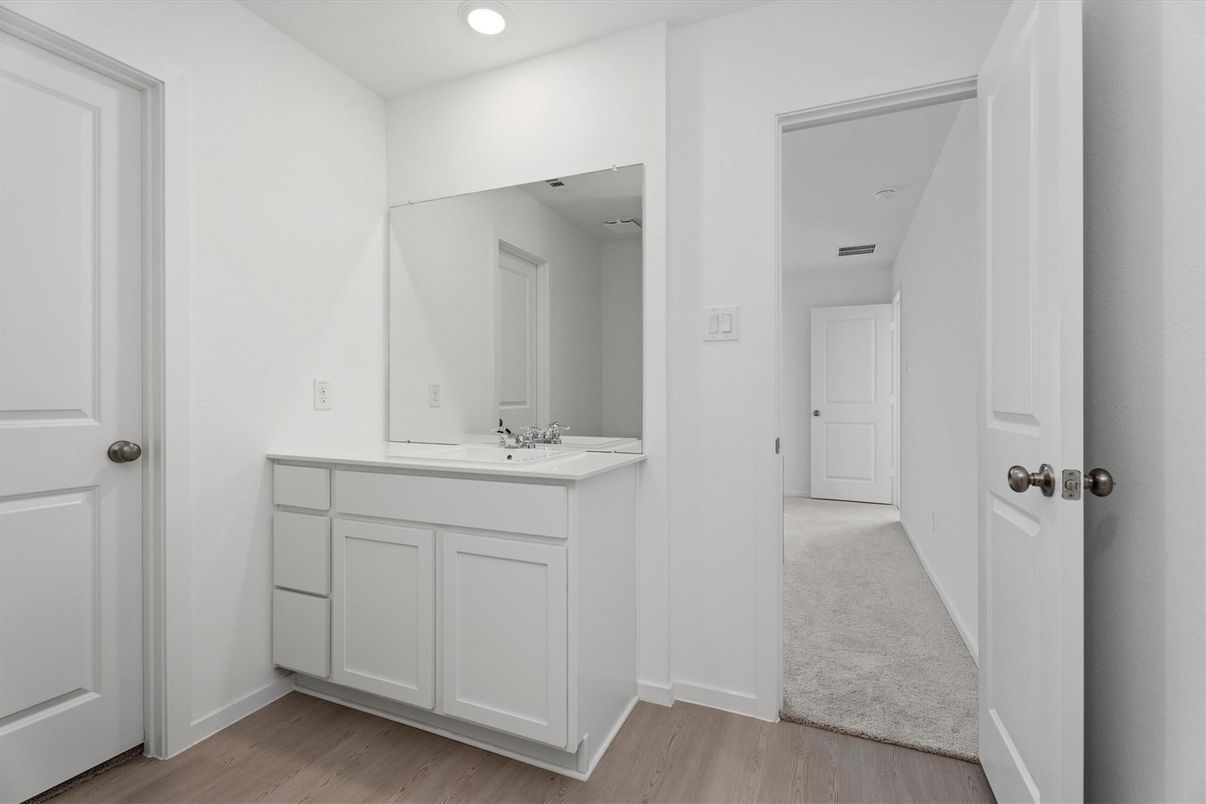 Bathroom, Interior, Recessed Lighting, Wood Texture Flooring