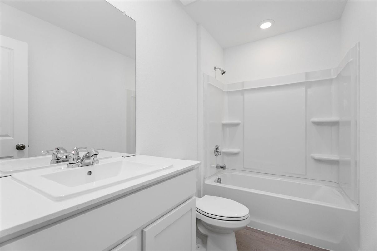 Bathroom, Interior, Recessed Lighting, Wood Texture Flooring