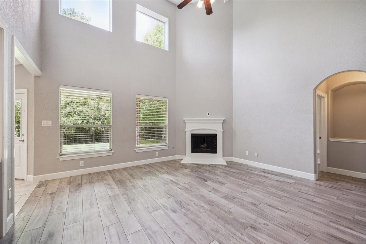 Empty room, Fireplace, Interior, Wood Texture Flooring