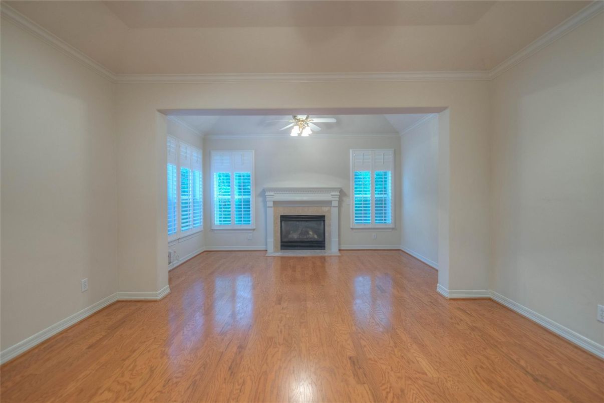 Empty room, Fireplace, Interior, Wood Texture Flooring