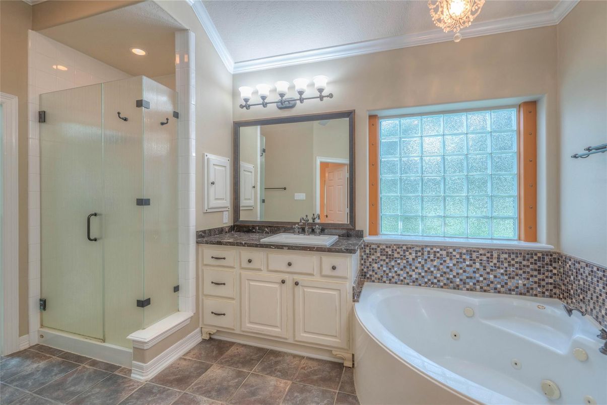Bathroom, Glass Shower, Interior, Recessed Lighting