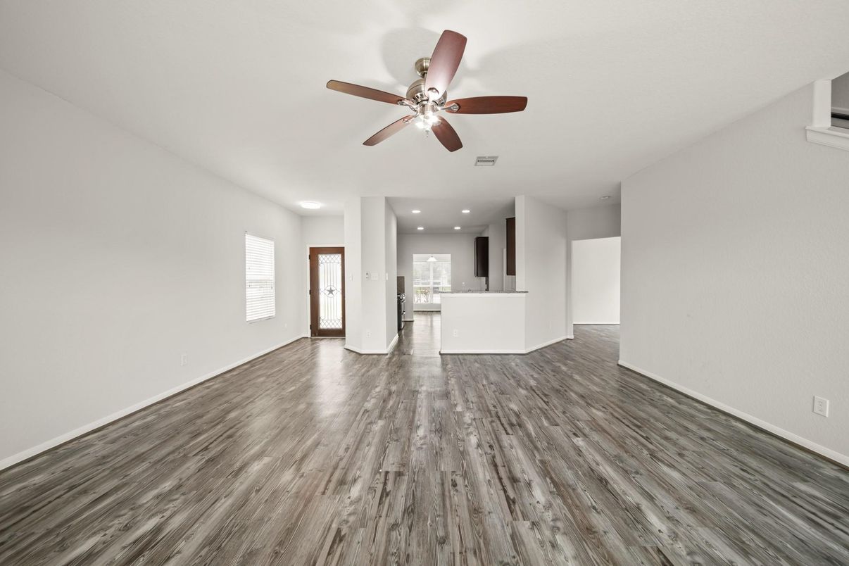 Empty room, Interior, Recessed Lighting, Wood Texture Flooring