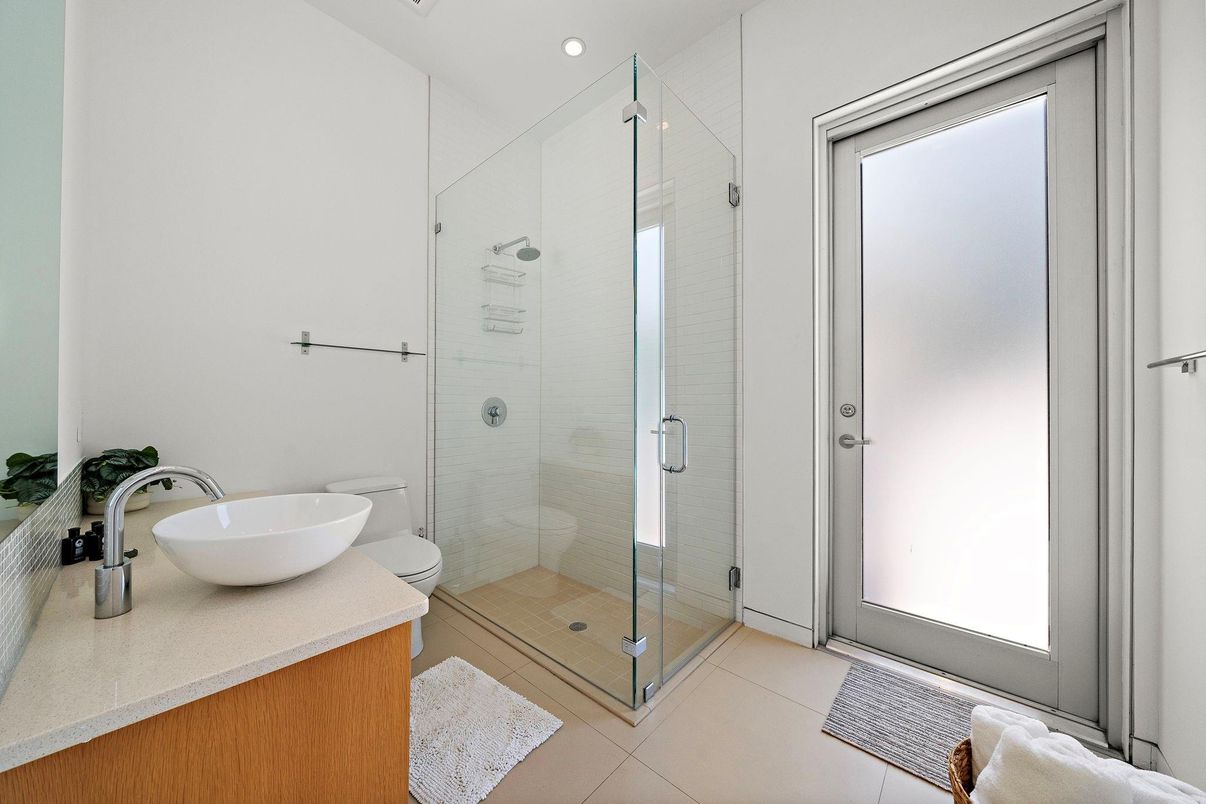 Bathroom, Glass Shower, Interior, Recessed Lighting