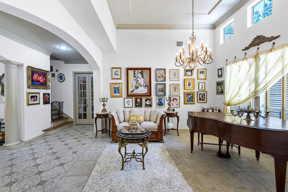 Chandelier, Interior, Living room, Piano