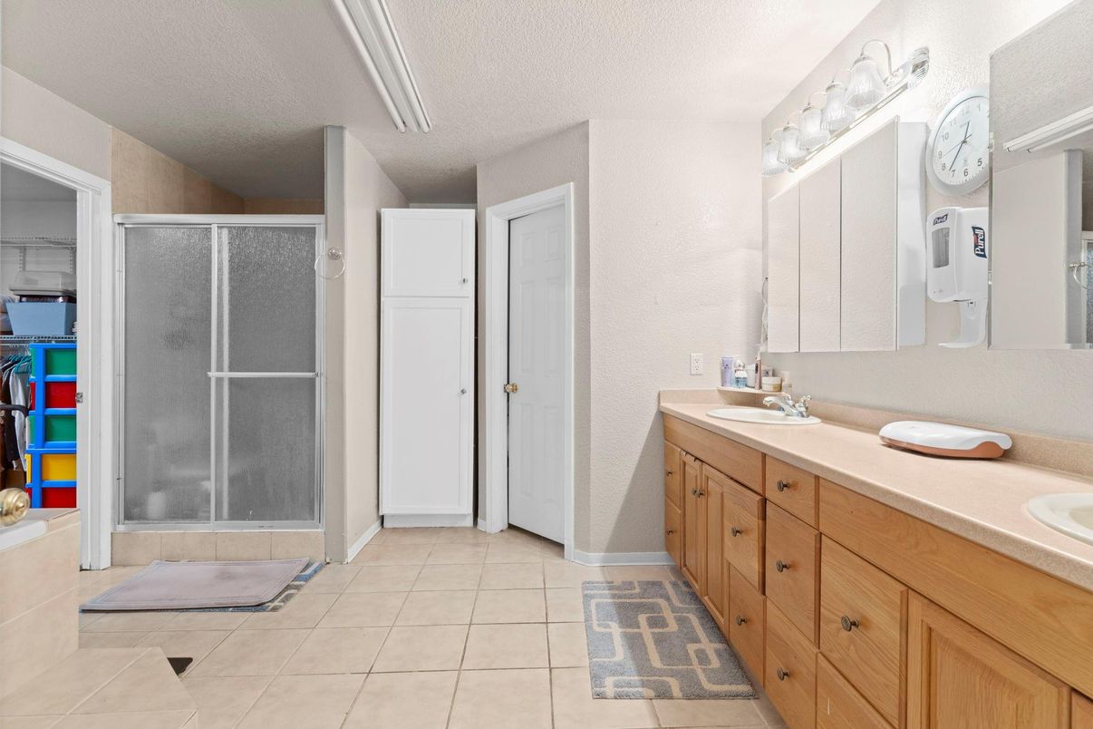 Bathroom, Dual Sink Vanities, Glass Shower, Interior