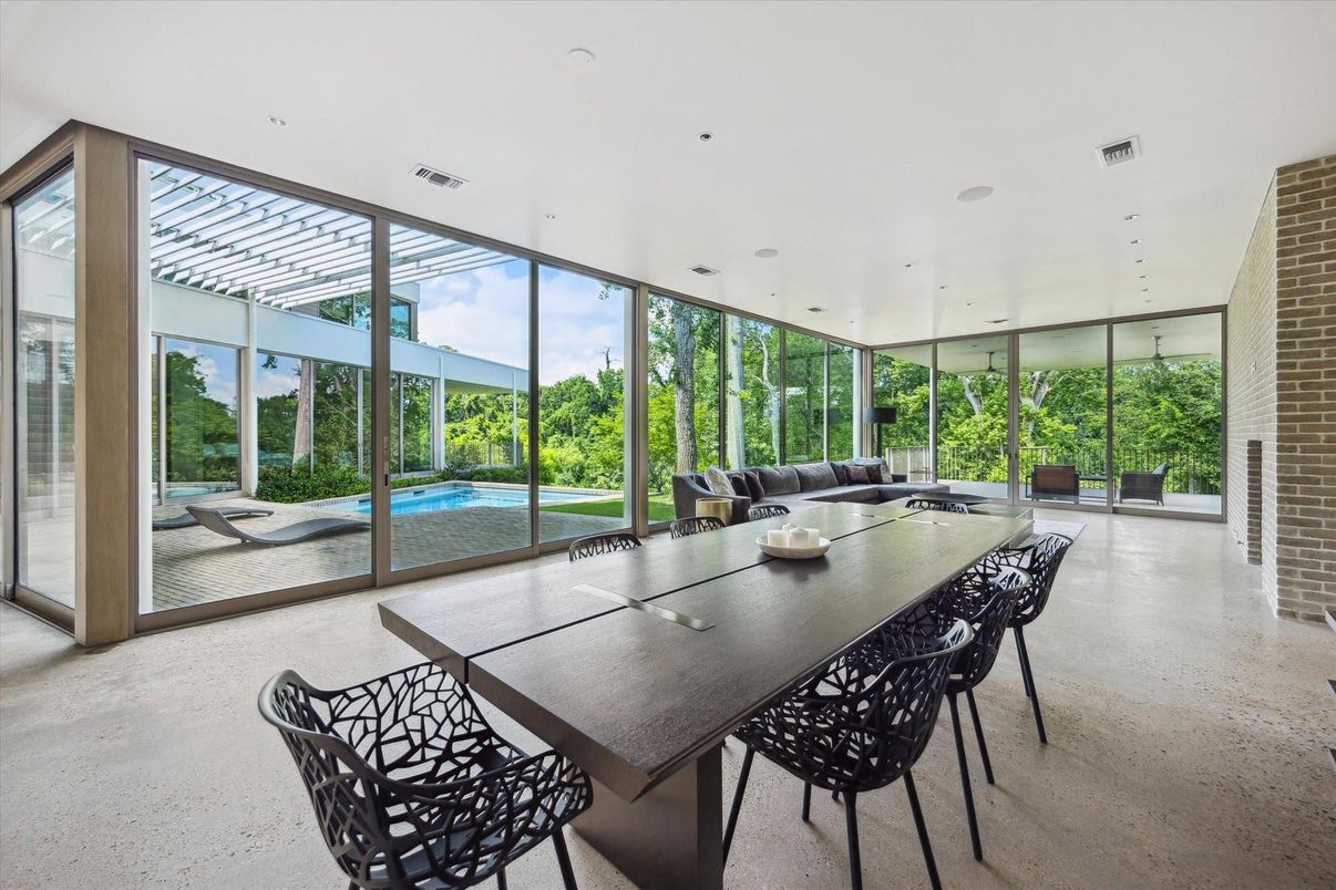 Dining room, Interior, Recessed Lighting, Stone Walls, Sun Room