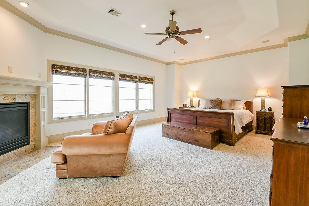 Bedroom, Fireplace, Interior, Recessed Lighting