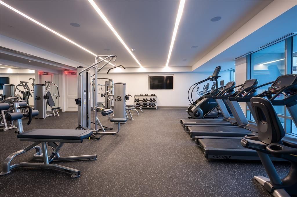 Fitness Equipment, Gym, Interior, Recessed Lighting