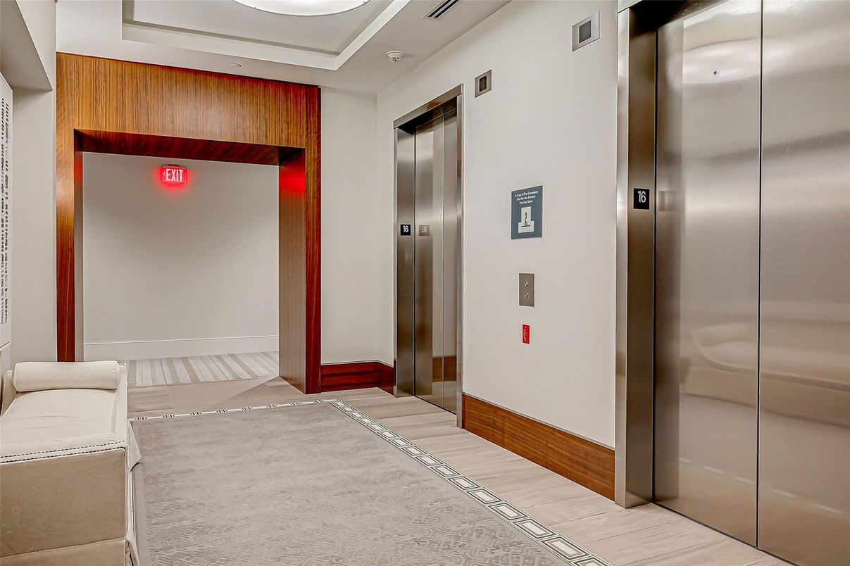 Elevator, Interior, Recessed Lighting, Wood Texture Flooring