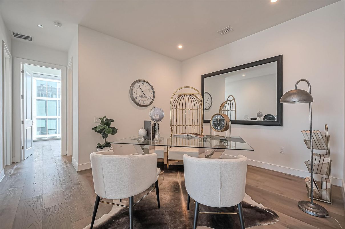 Home Office, Interior, Recessed Lighting, Wood Texture Flooring