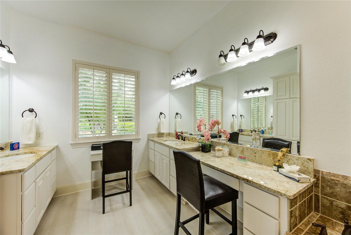 Bathroom, Dual Sink Vanities, Interior, Wood Texture Flooring