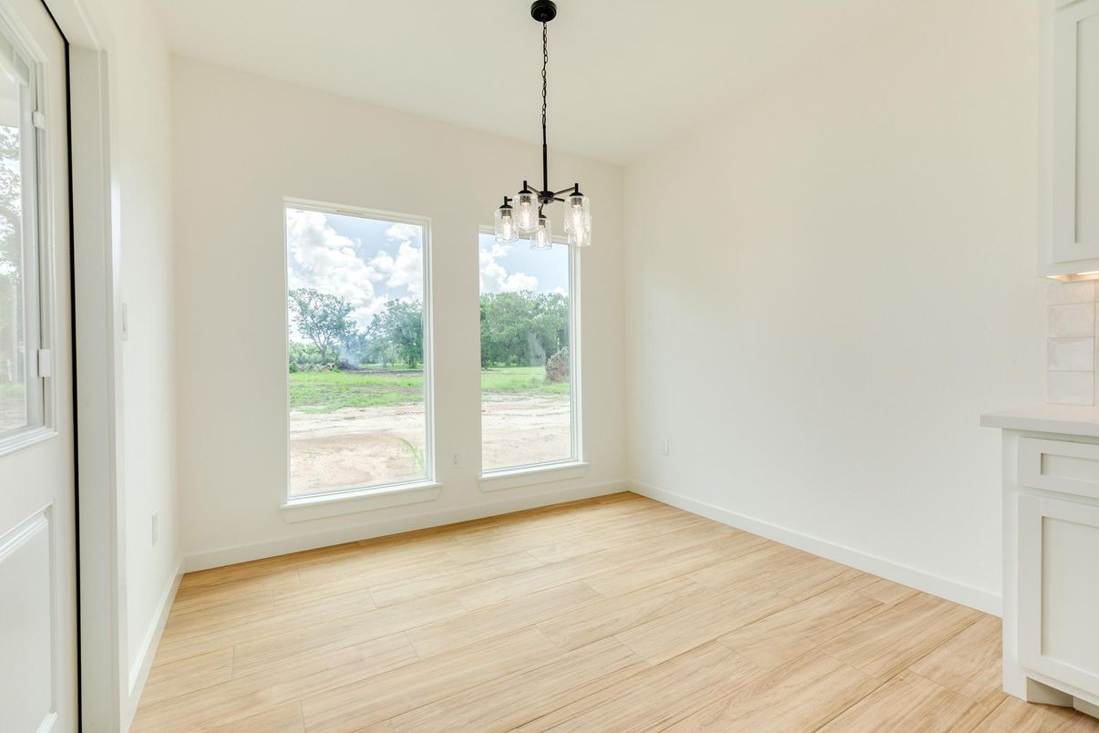 Empty room, Interior, Pendant Lights, Wood Texture Flooring