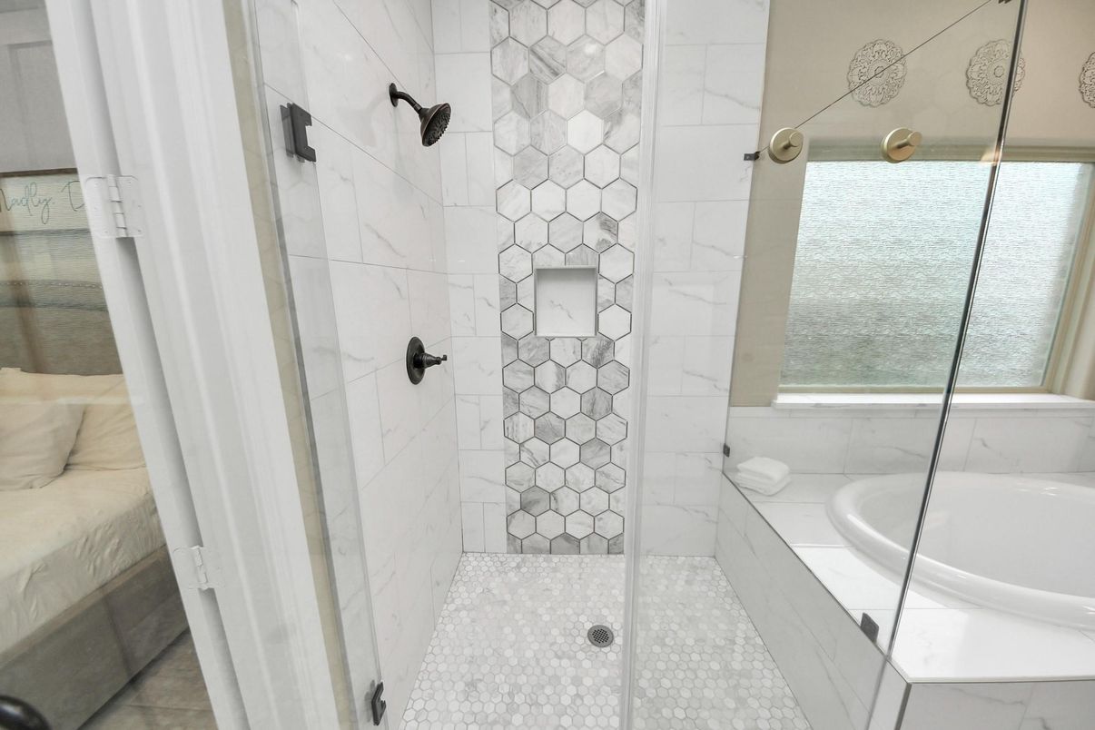 Bathroom, Glass Shower, Interior, Marble Walls