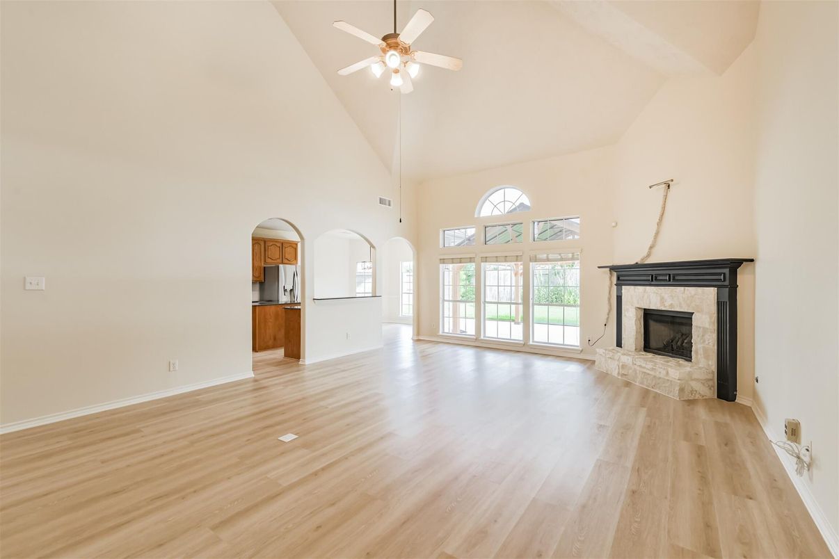 Empty room, Fireplace, Interior, Wood Texture Flooring