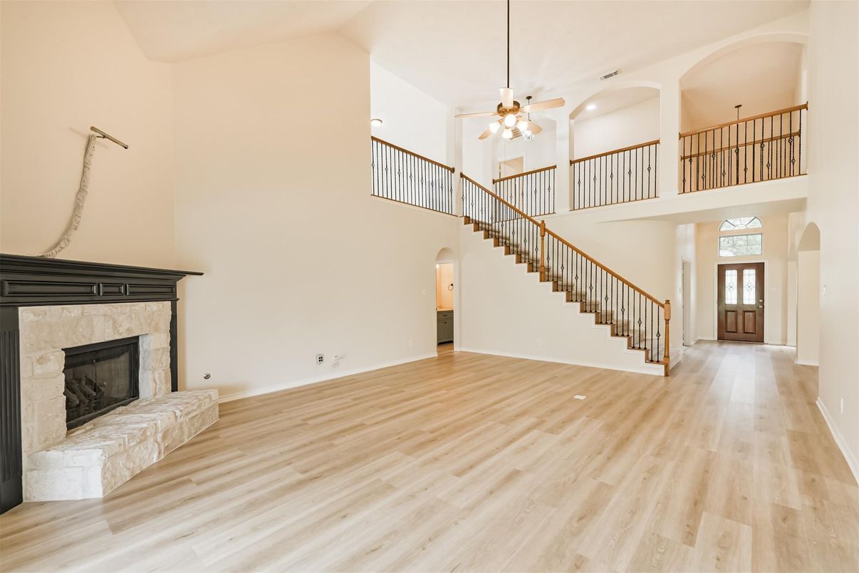 Fireplace, Interior, Wood Texture Flooring